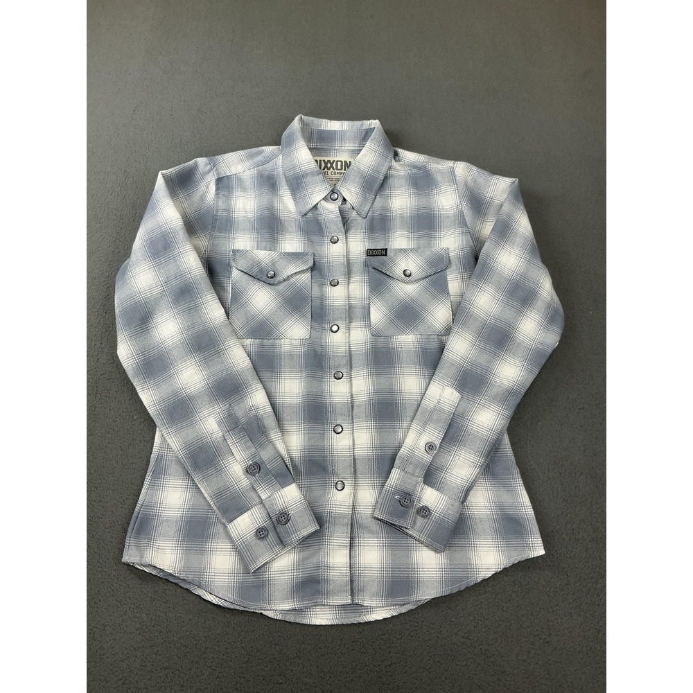 Dixxon Flannel Company Shirt Womens Small Blue Plaid Snap Front Summit Top